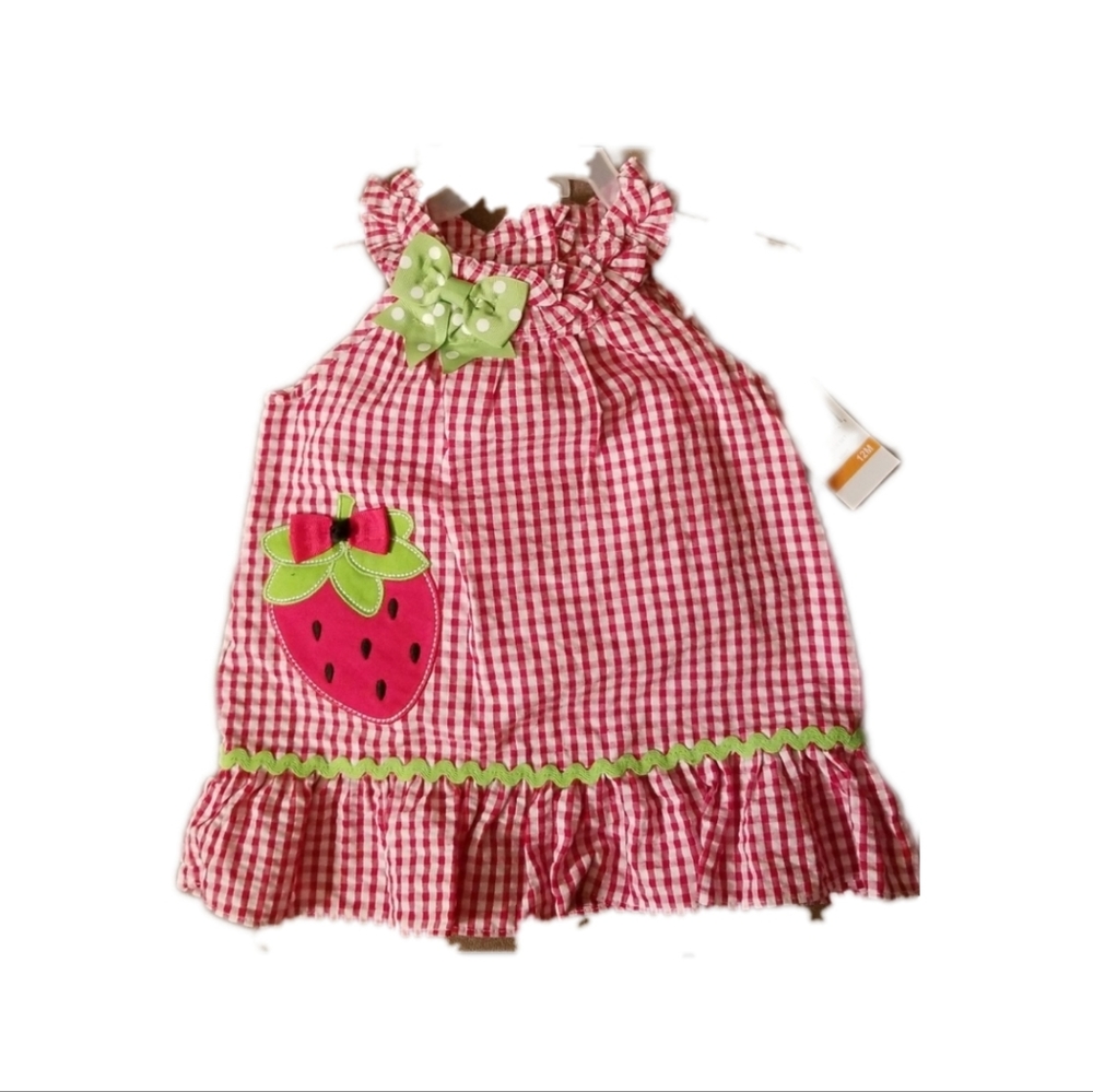 Emily Rose 2pc Infant Strawberry Red Checkered Dress 12 Months